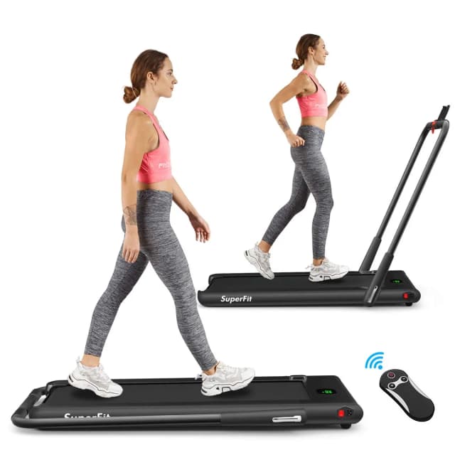 Goplus 2-In-1 Folding Treadmill, 2.25HP Superfit Under Desk Electric Treadmill